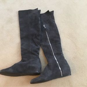 Suede thigh-high boots!